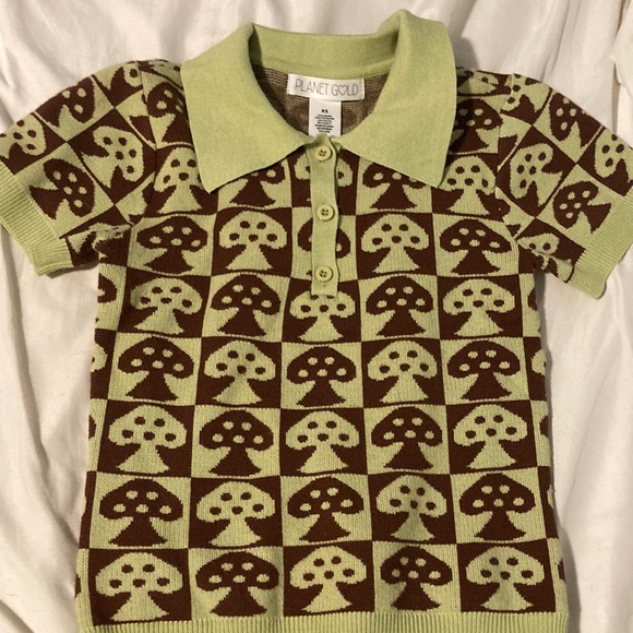 Tops - Green And Black Mushroom T Shirt
